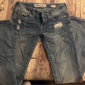 BKE Light Blue Distressed Bootcut Jeans